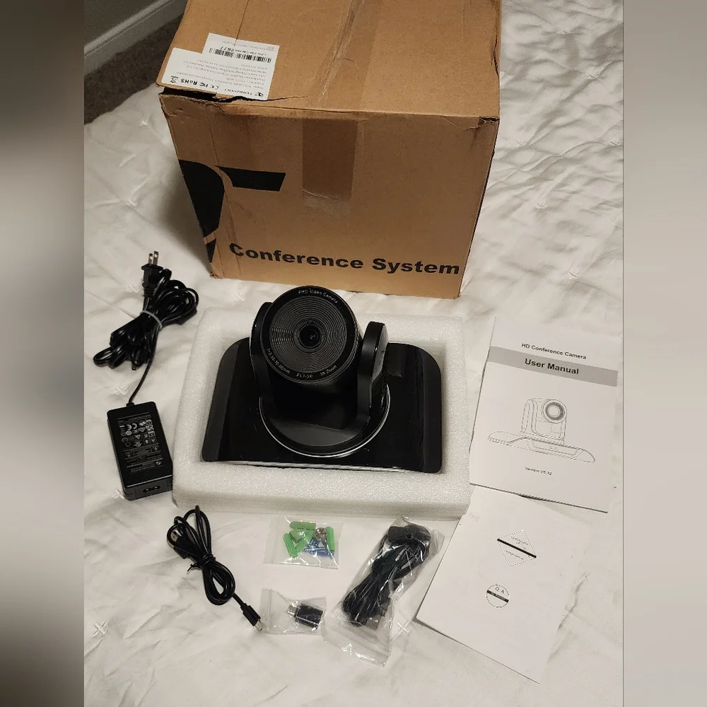 TONGVEO PTZ Conference Room Video Camera System HD 1080P 60fps 3X Optical Zoom